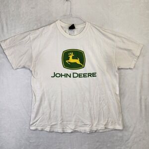John Deere‎ Mens White Short Sleeve Graphic T Shirt Adult XL Pre Shrunk Cotton